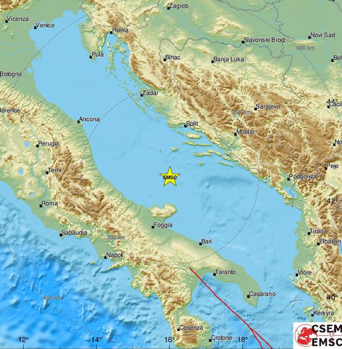 ++ Terremoti:scossa magnitudo tra 5.3 e 5.8 in mare Adriatico ++