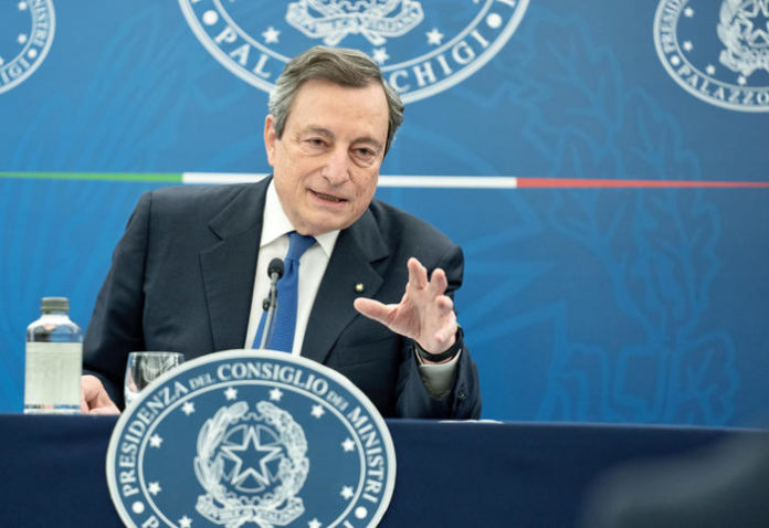 Italian PM Draghi attends a press conference