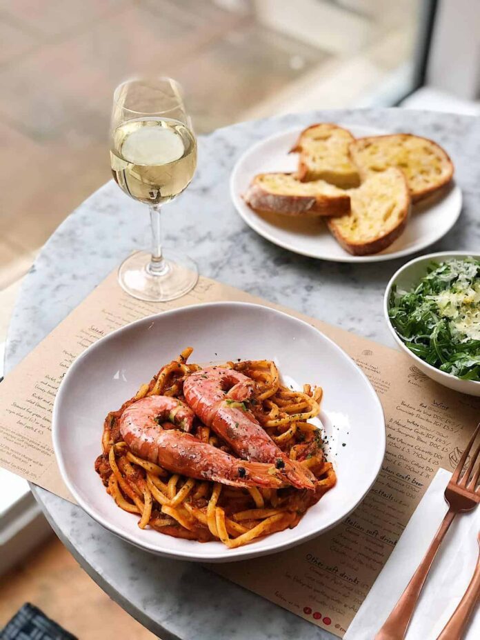 Tiger-prawn-bucini-fresh-pasta-Italian-restaurant-Aldgate